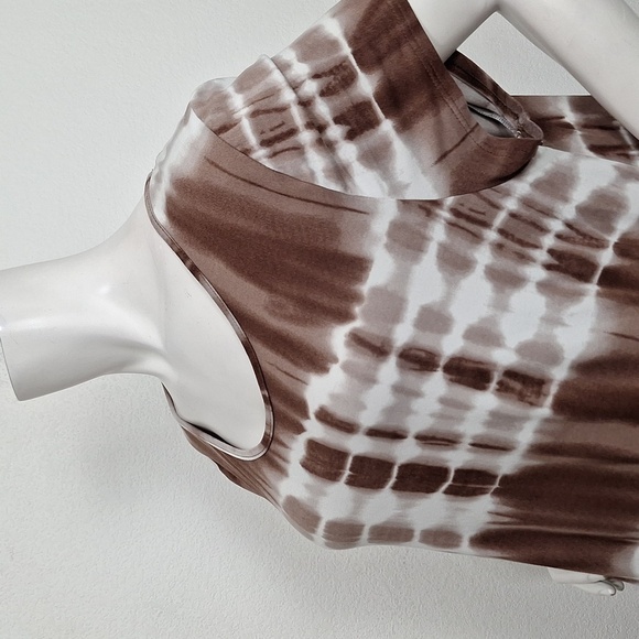 Relaxx Brown White Short Sleeve Bohemian Boho Hippie Tie Dye Midi Dress Size 2X - Picture 9 of 13